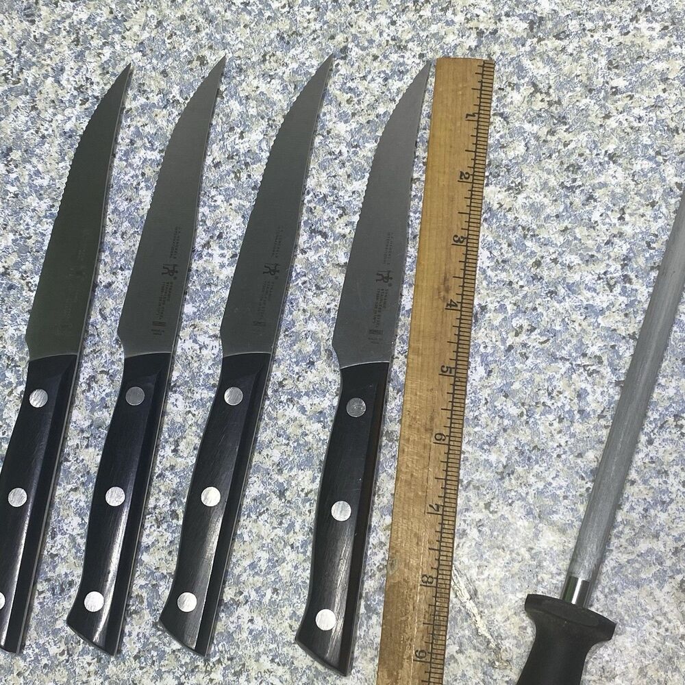 7 Pc  International J. A. Henckels Germany 8” 7” Chef  Sharpener 5” Steak Knives